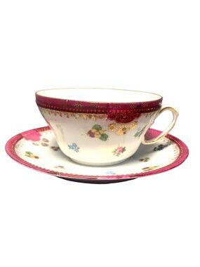Vintage Victoria Austria Floral Teacup & Saucer Set Porcelain China